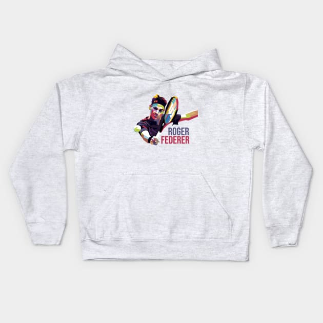 Roger Federer Pop Art Kids Hoodie by mursyidinejad